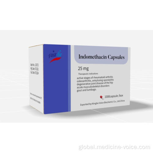 Indomethacin Capsule 25mg Indomethacin Capsules BP 25mg Manufactory